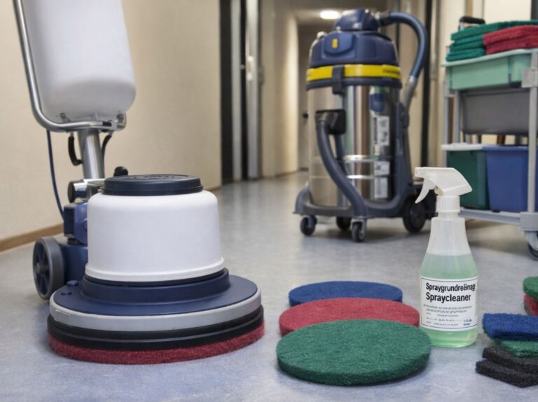 Ausrüstung für Pflegefilmsanierung und Cleanern elastischer Bodenbeläge mit Pads und Einscheibenmaschine