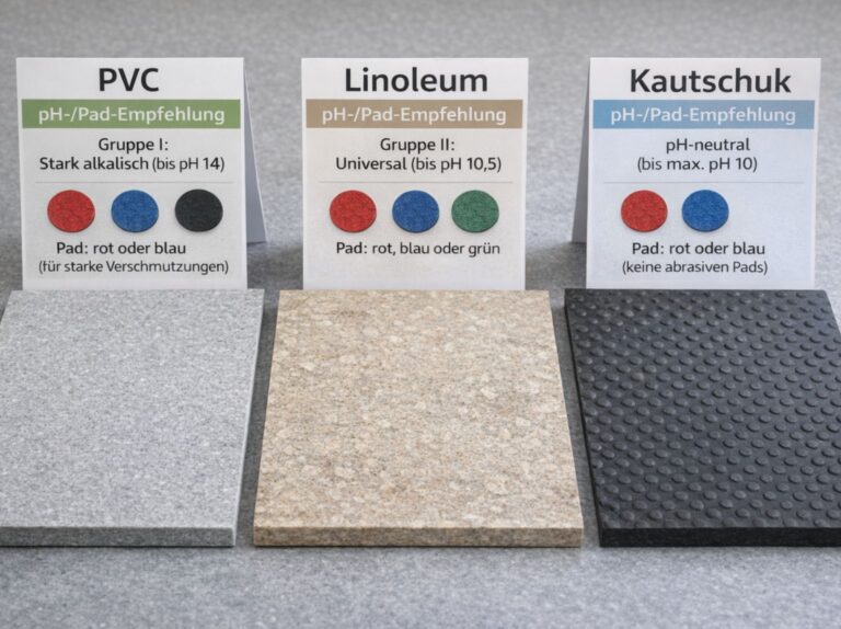 Einpflege elastischer Bodenbeläge nach Nassgrundreinigung mit kontrollierter Trocknung