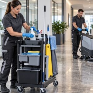 Organisation der professionellen Unterhaltsreinigung mit Reviersystem und maschineller Bodenreinigung