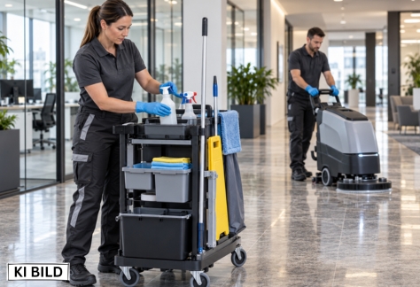 Organisation der professionellen Unterhaltsreinigung mit Reviersystem und maschineller Bodenreinigung