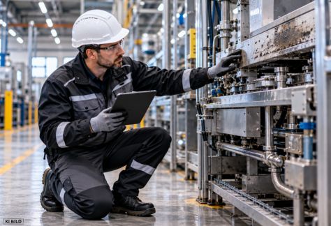 Sichere Maschinenreinigung nach Freigabe einer Produktionsanlage durch Gebäudereiniger und technischen Verantwortlichen